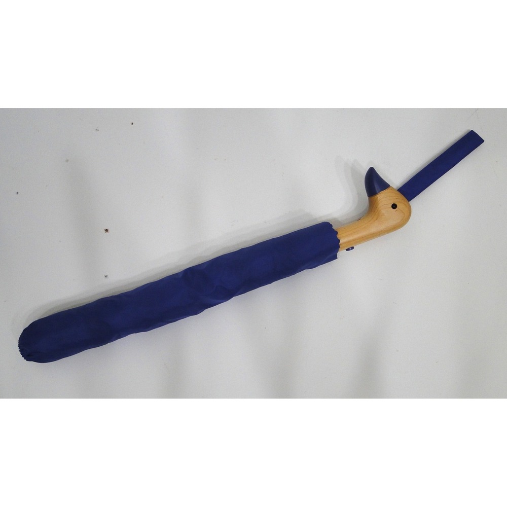 Vintage Style Royal Blue Duck Head Handle Folding Umbrella with Sleeve